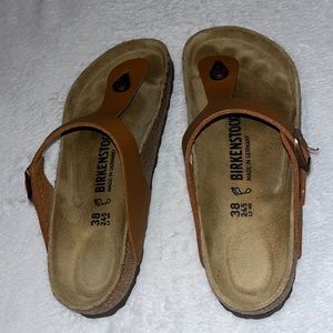 Birkenstock thong sandal, size 38 (8) Worn twice brown/tan
